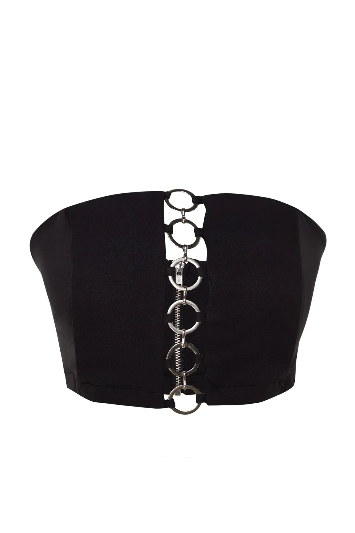 Trendyol Collection  Schwarzes, bauchfreies, gefüttertes Bustier mit gewebten Accessoires TPRSS23BS00119