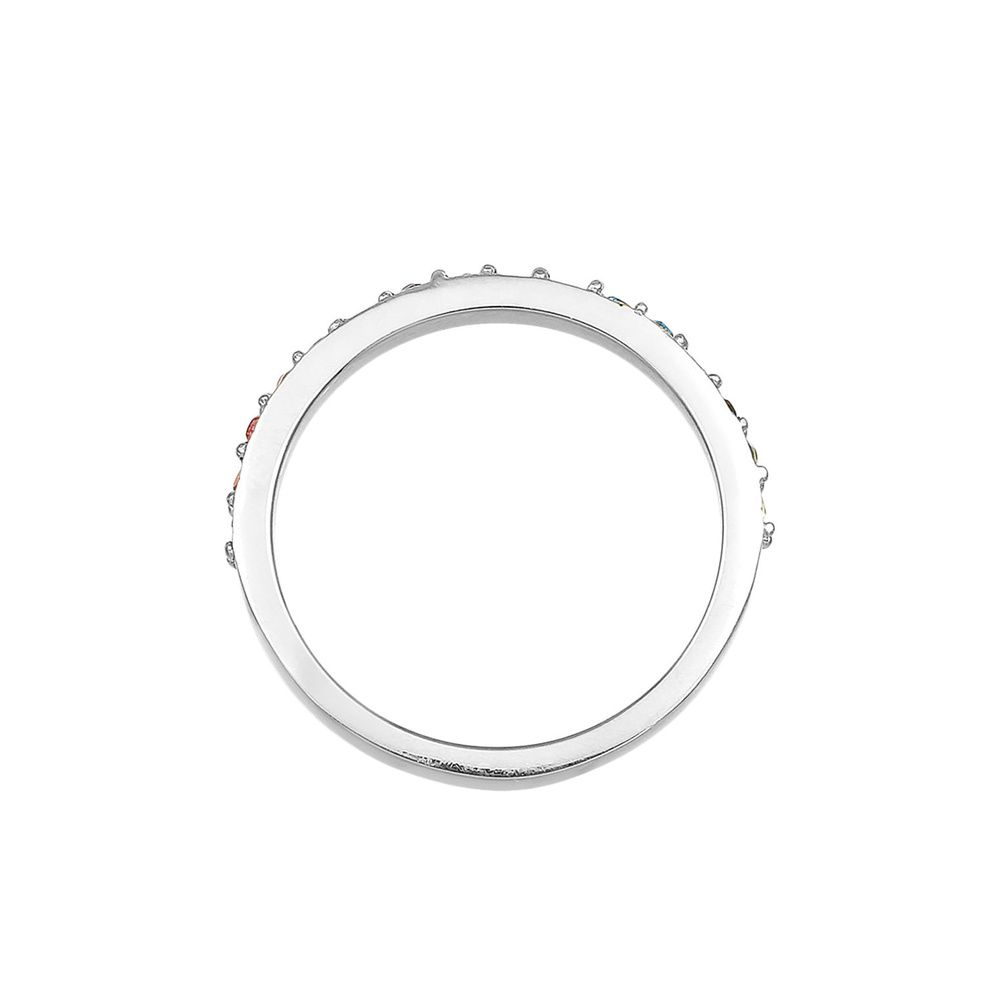 Elli Elli Bague Femmes Bande Arc-en-ciel Multicolore Élégant Tendance avec Cristaux en Bague