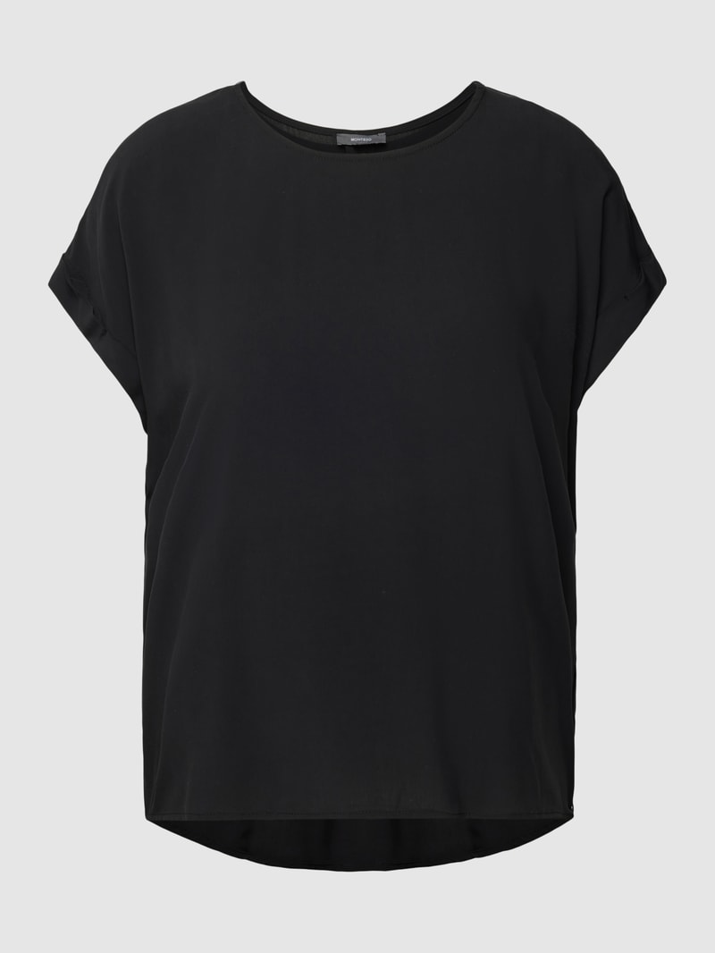 Blusenshirt aus reiner Viskose mit Kellerfalte in schwarz