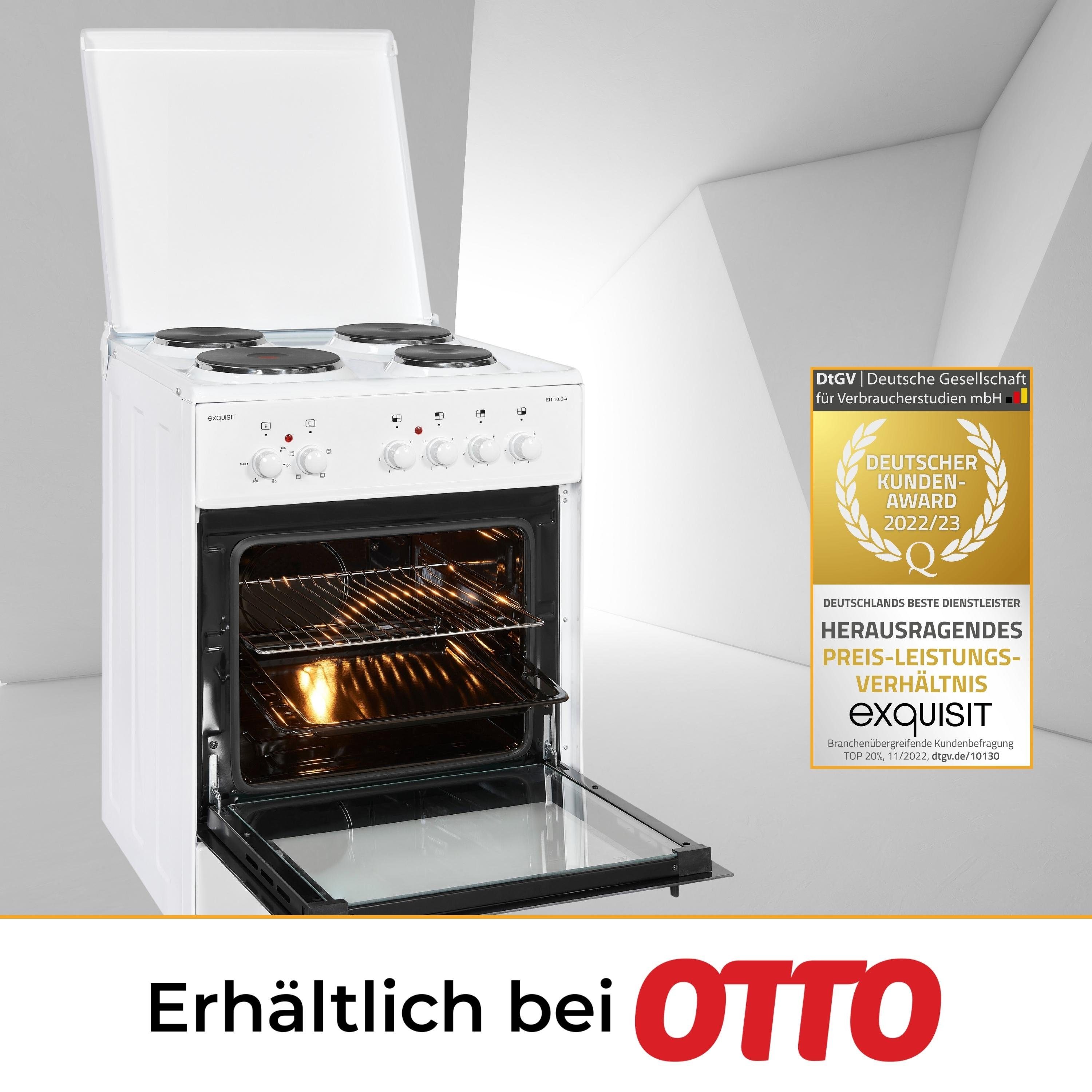 exquisit Elektro-Standherd EH 10.6-4, Grill, leistungsstark