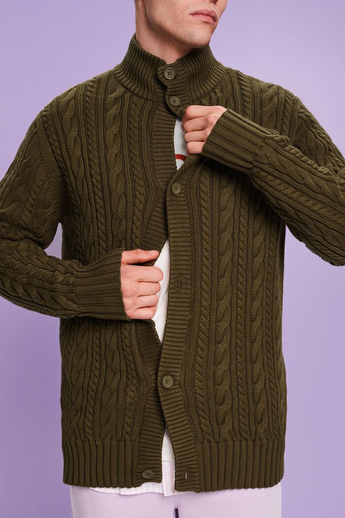 Zopfstrickcardigan aus Bio-Baumwolle