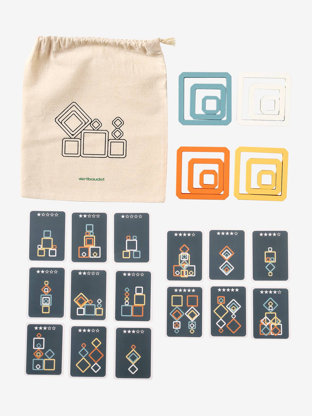 Jeu de l'équilibre des cubes en bois FSC® orange