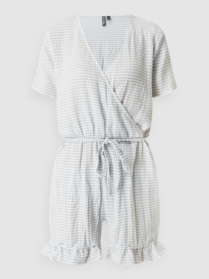 Playsuit aus Seersucker mit Vichy-Karo Modell 'Sienna' in hellblau