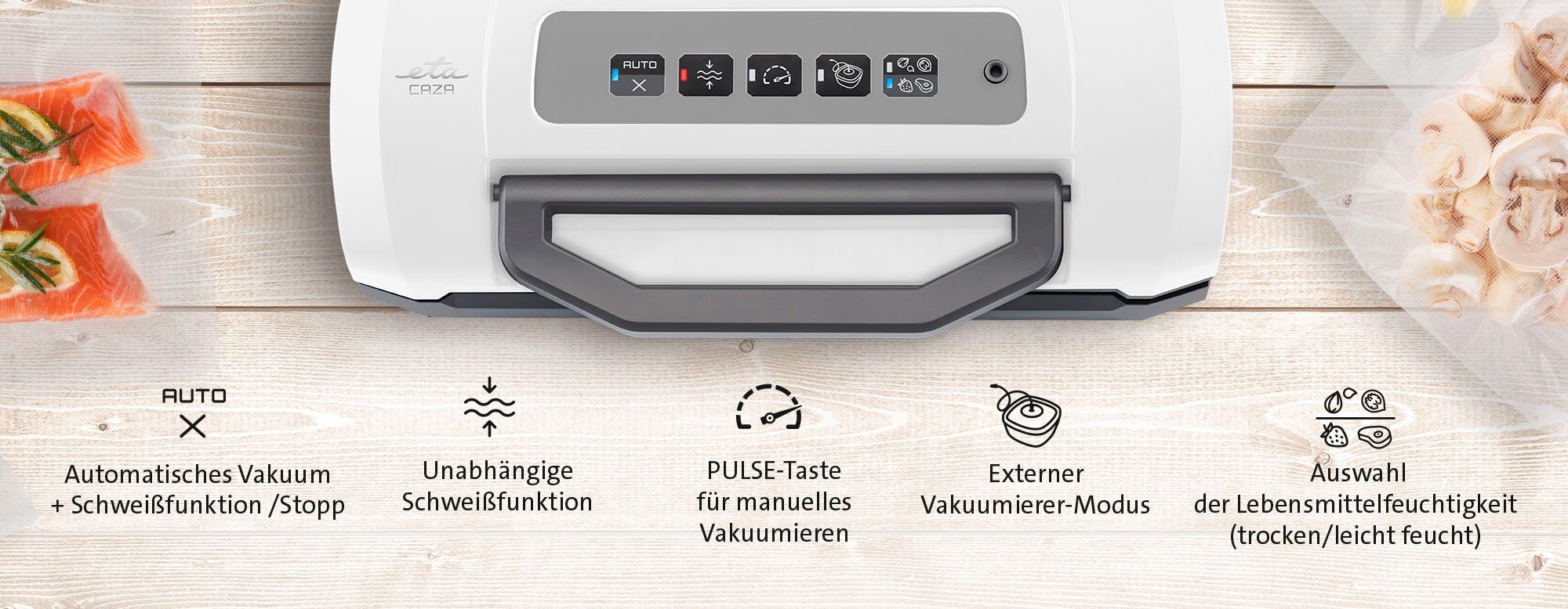eta Vakuumierer Caza Pro, ETA576290000, 110W, -0,8 Bar, 16 l/min, feste Schweißnahtbreite 2,5 mm, über 100 Zyklen