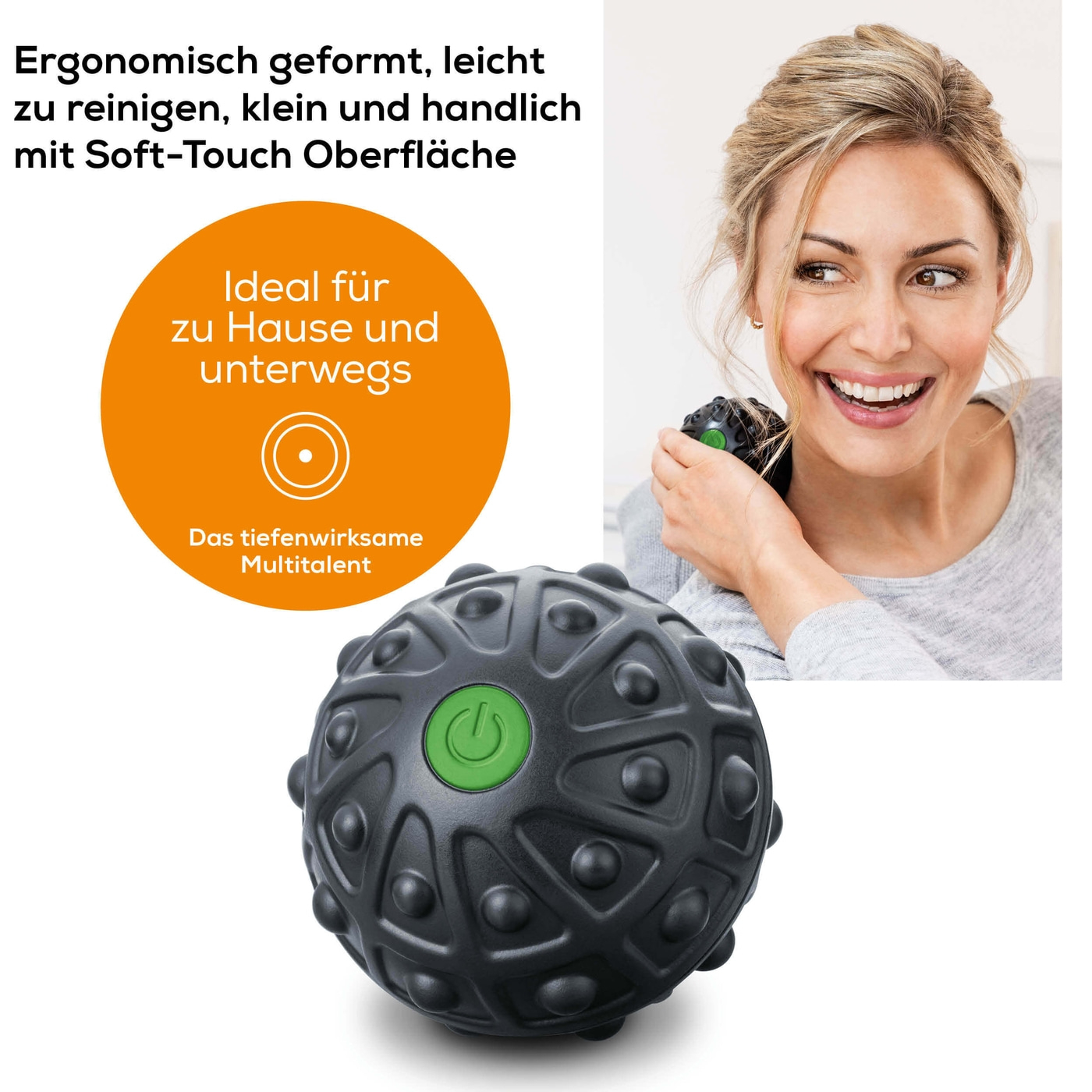 Beurer Massageball mit Vibration MG 10-Handlicher Massageball für Faszienverklebungen & verspannte Muskelpartien