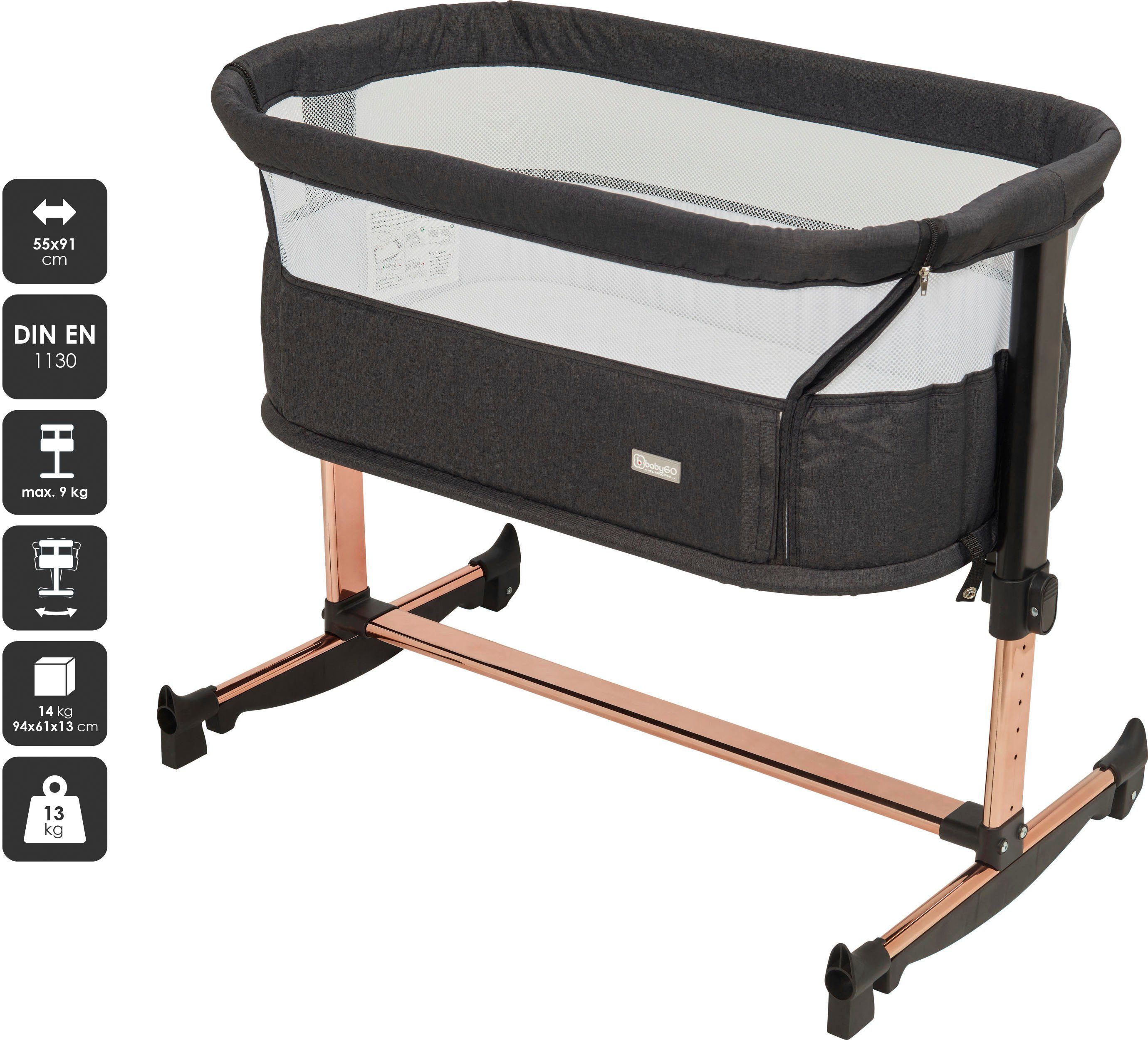 BabyGo Beistellbett Vivaldi, schwarz/gold