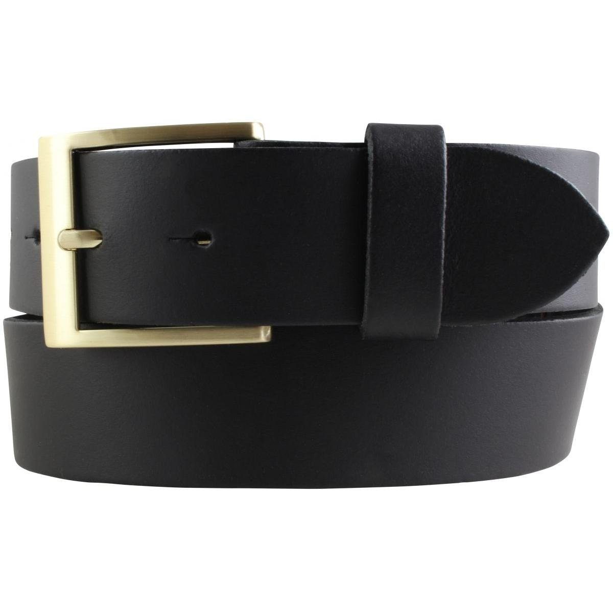 BELTINGER Ledergürtel Gürtel mit goldener Gürtelschnalle 4 cm - Jeans-Gürtel goldfarben 40mm