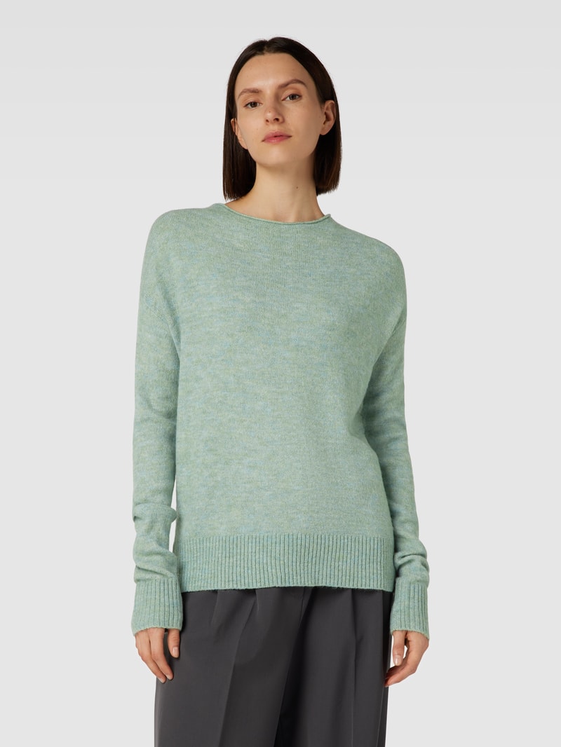 Strickpullover in melierter Optik in metallic türkis meliert