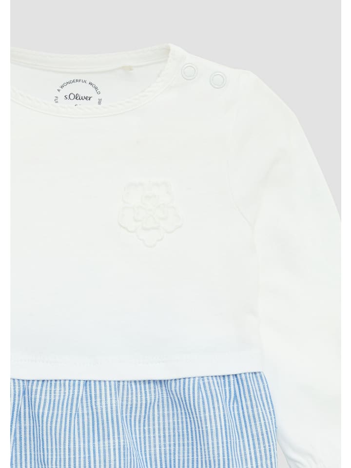 s.Oliver T-Shirt langarm in Blau-weiß günstig kaufen