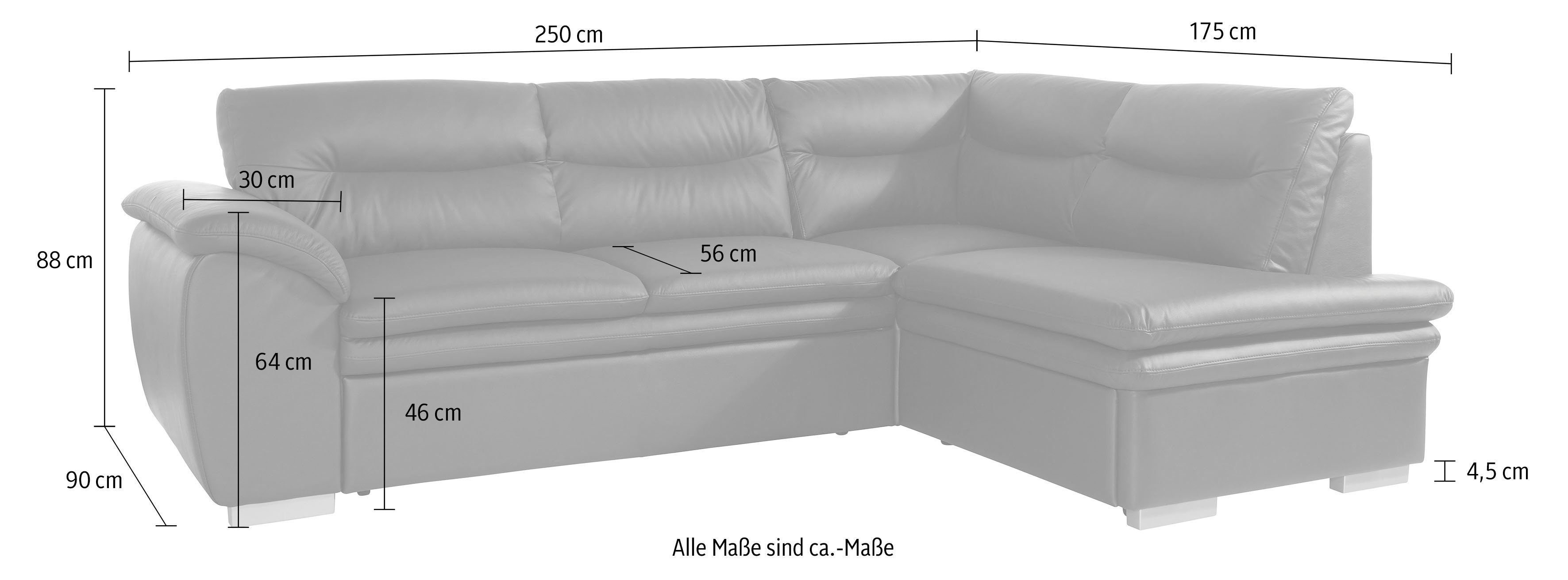 COTTA Ecksofa Leandra, wahlweise mit Bettfunktion und Bettkasten