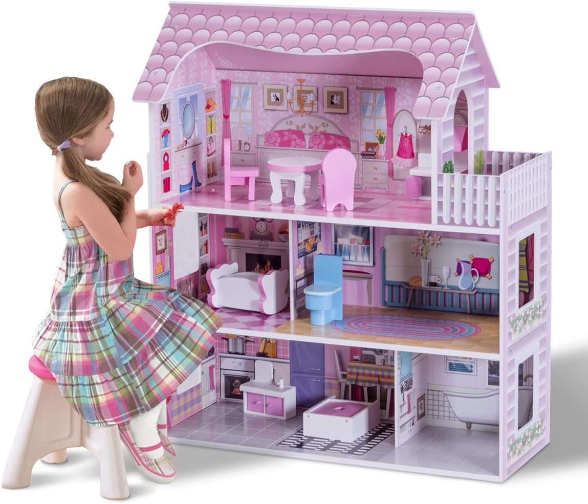 Costway COSTWAY Puppenhaus aus Holz
