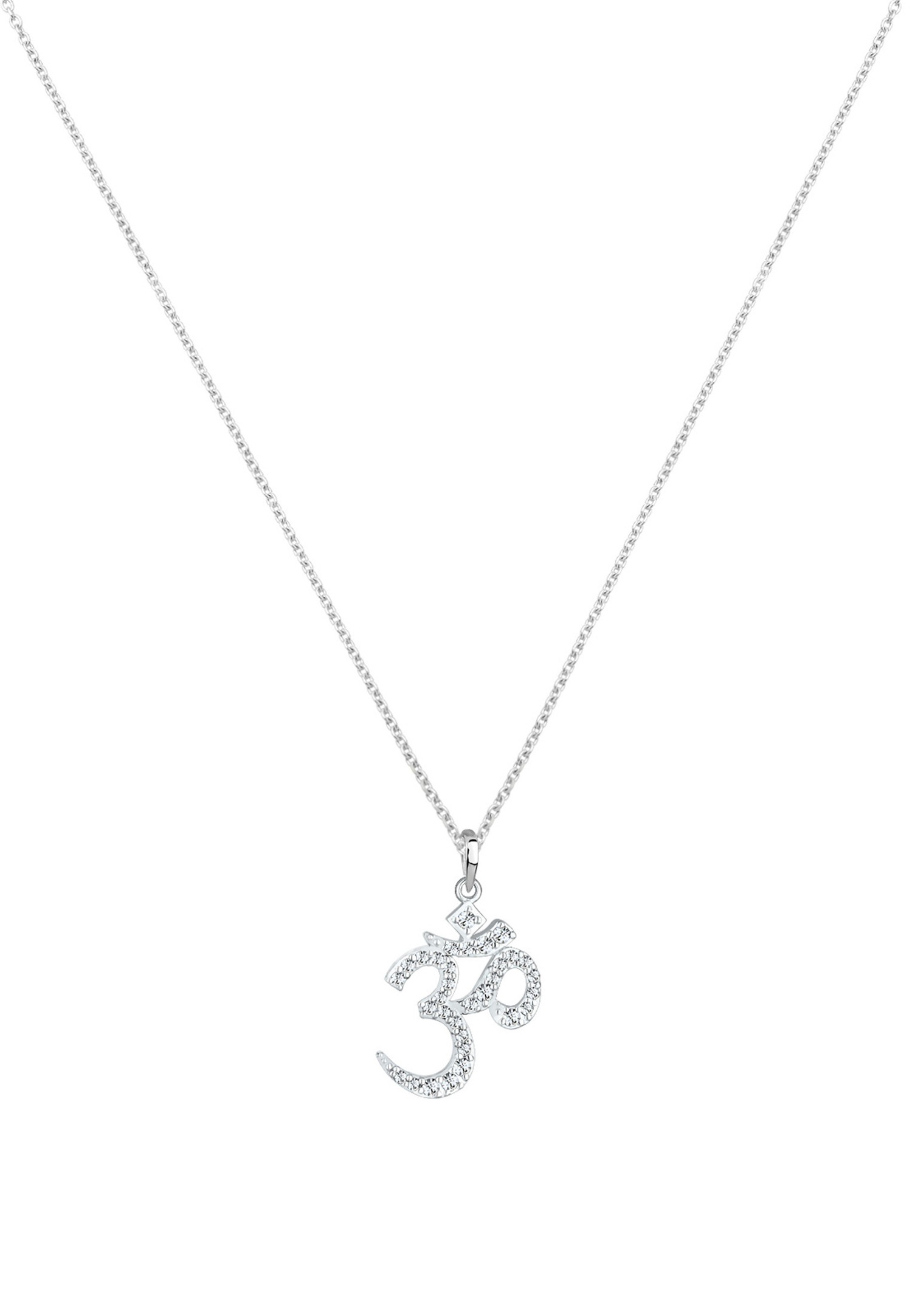 Collana da donna Elli con il simbolo Om e cristalli in argento sterling 925.