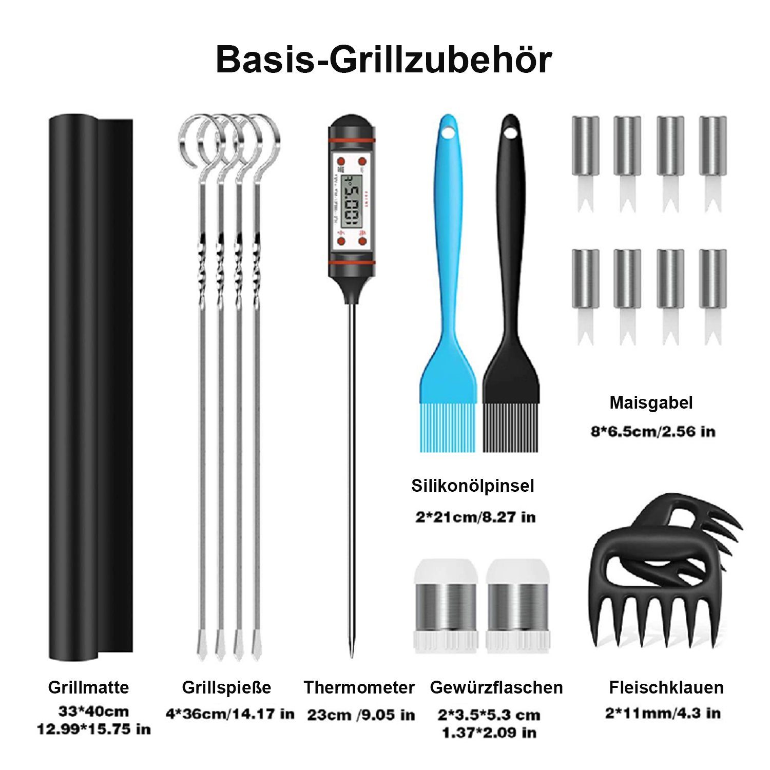 Kpaloft Grillbesteck-Set, (Set, 25 tlg), BBQ Tool Edelstahl Grillkoffer&Matte