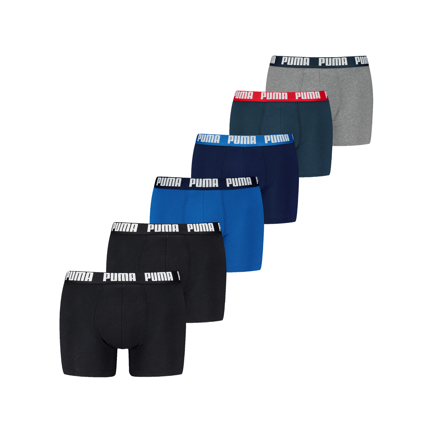 PUMA Everyday Boxer 6er Pack Schwarz Blau F002