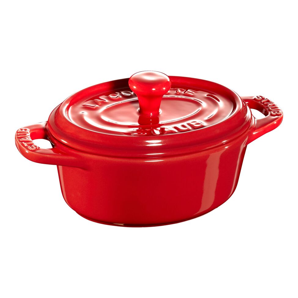 Mini Cocotte 10 cm, oval, Kirsch-Rot, Keramik