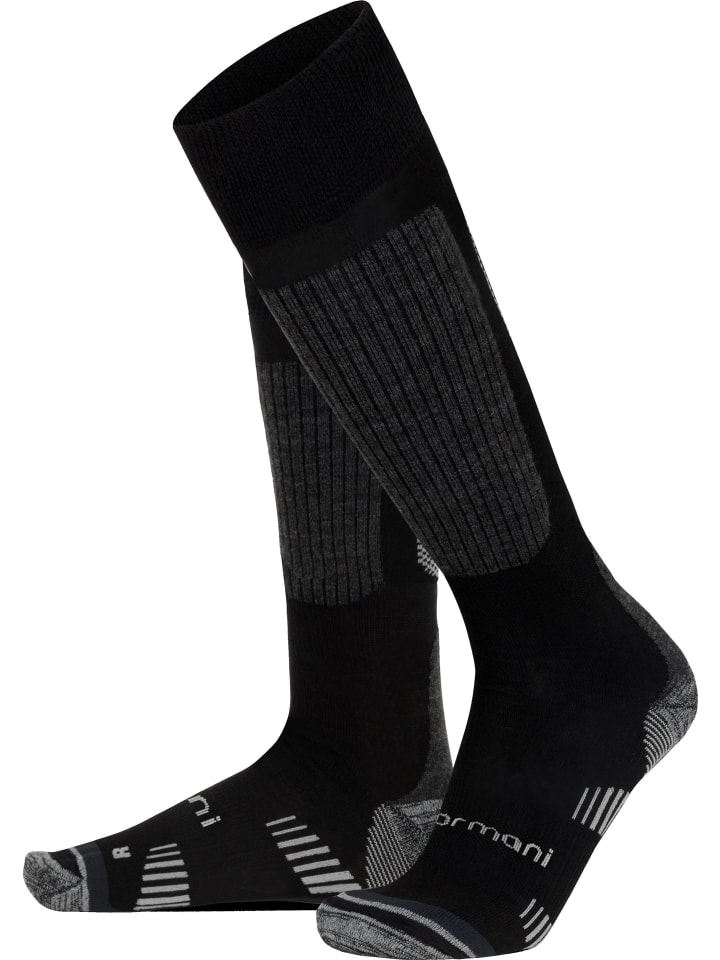 normani 2 bequeme Merino Trekking Kniestrümpfe mit Frotteesohle in Schwarz günstig kaufen