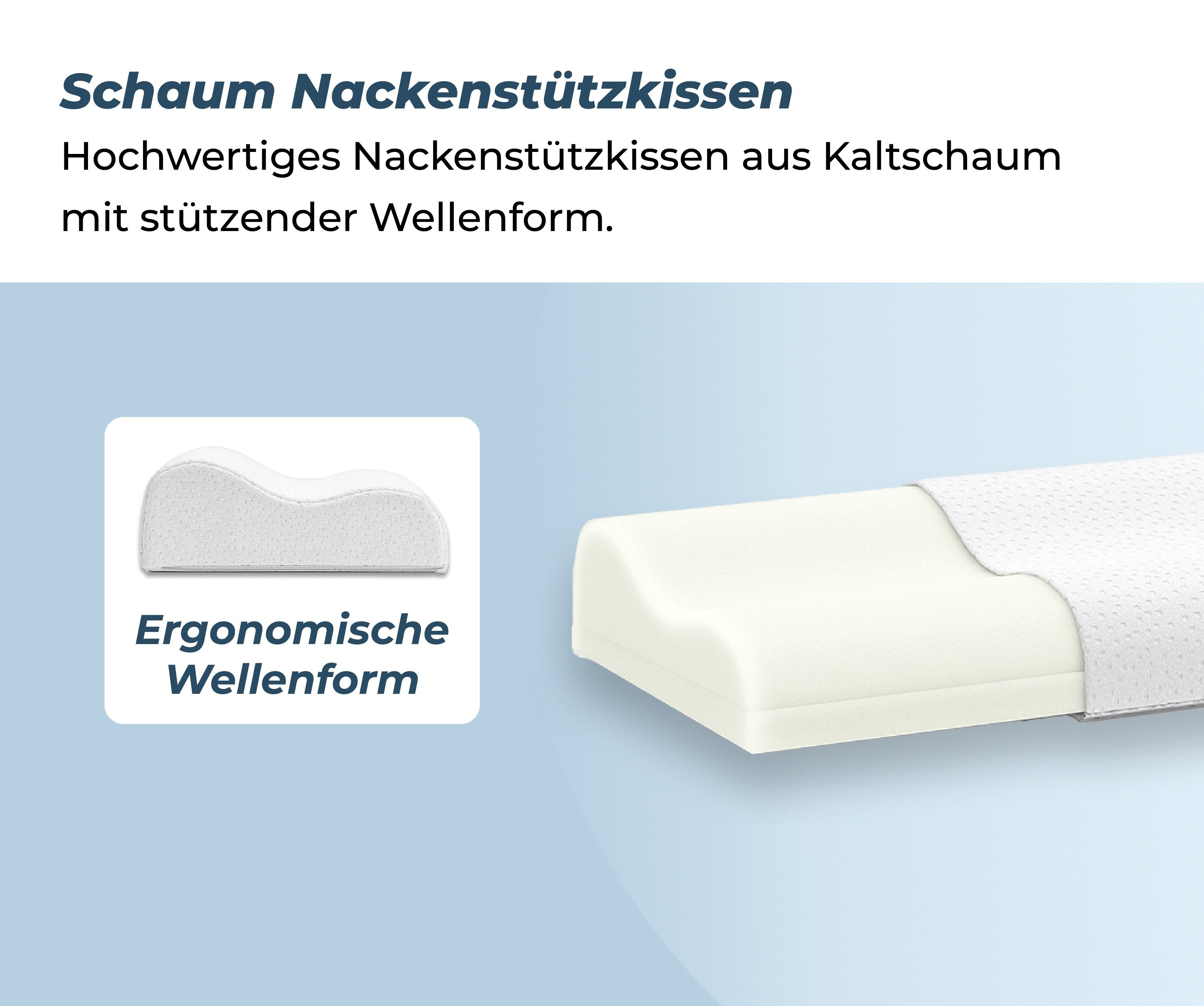 Nackenstützkissen Nackenstützkissen höhenverstellbar, liegegut, Füllung: Komfortschaum, Seitenschläfer, Rückenschläfer, Hergestellt in Deutschland