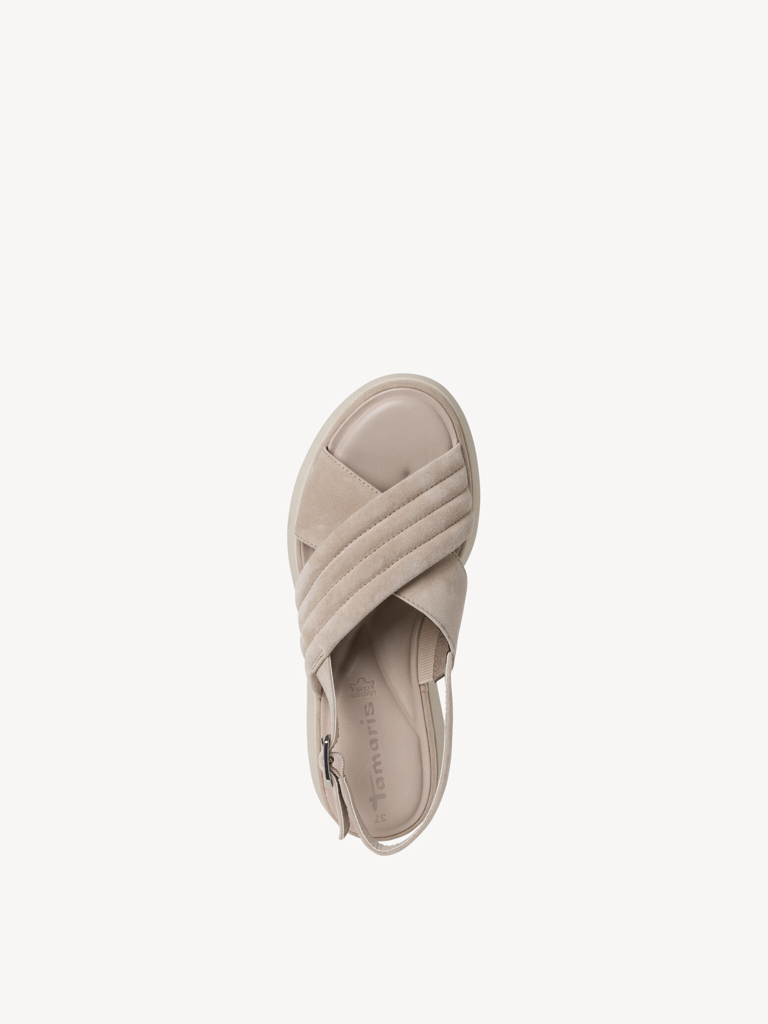 Sandale à talon en cuir - beige