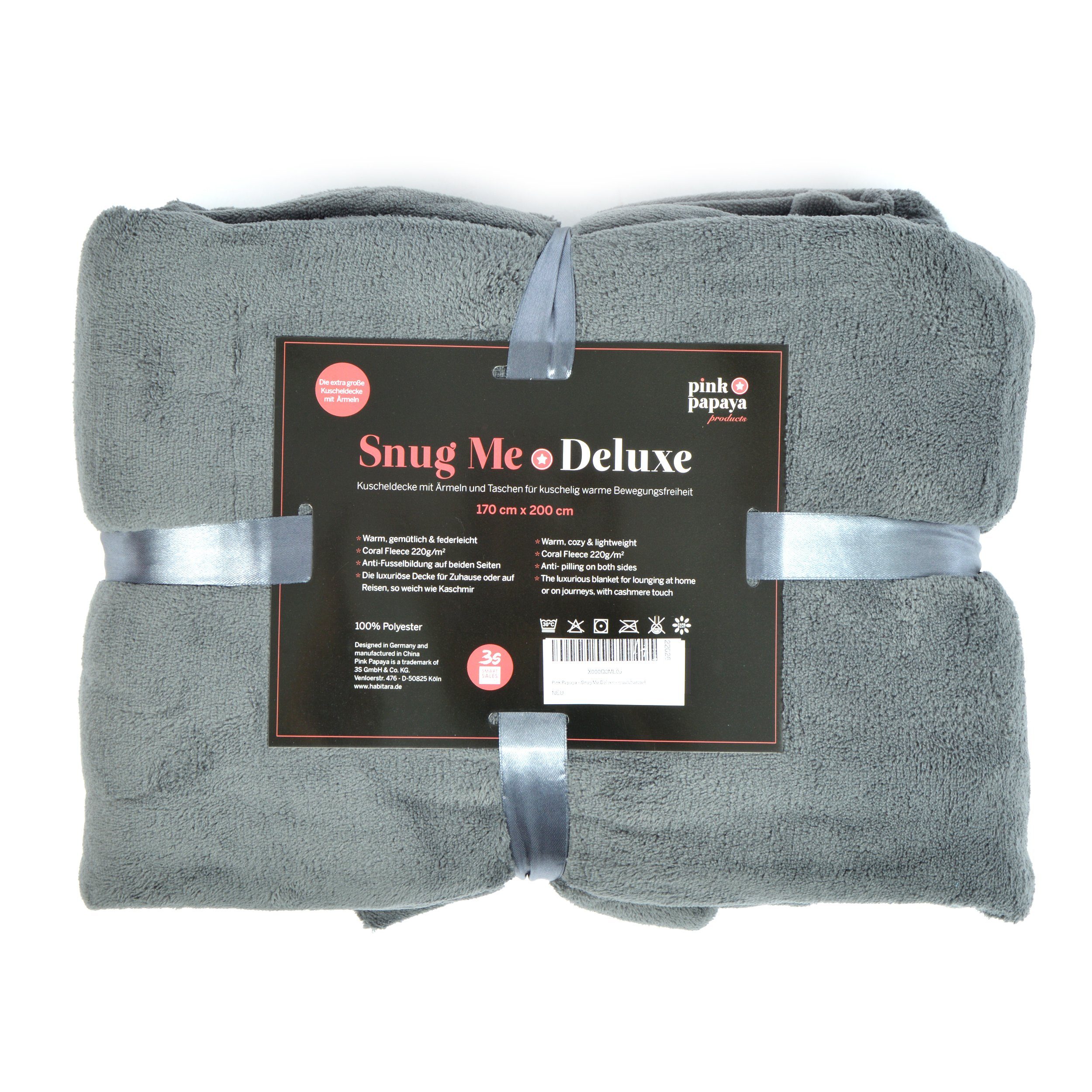 Wohndecke Ärmeldecke Snug Me Deluxe Kuscheldecke, Pink Papaya, besonders weich und pflegeleicht