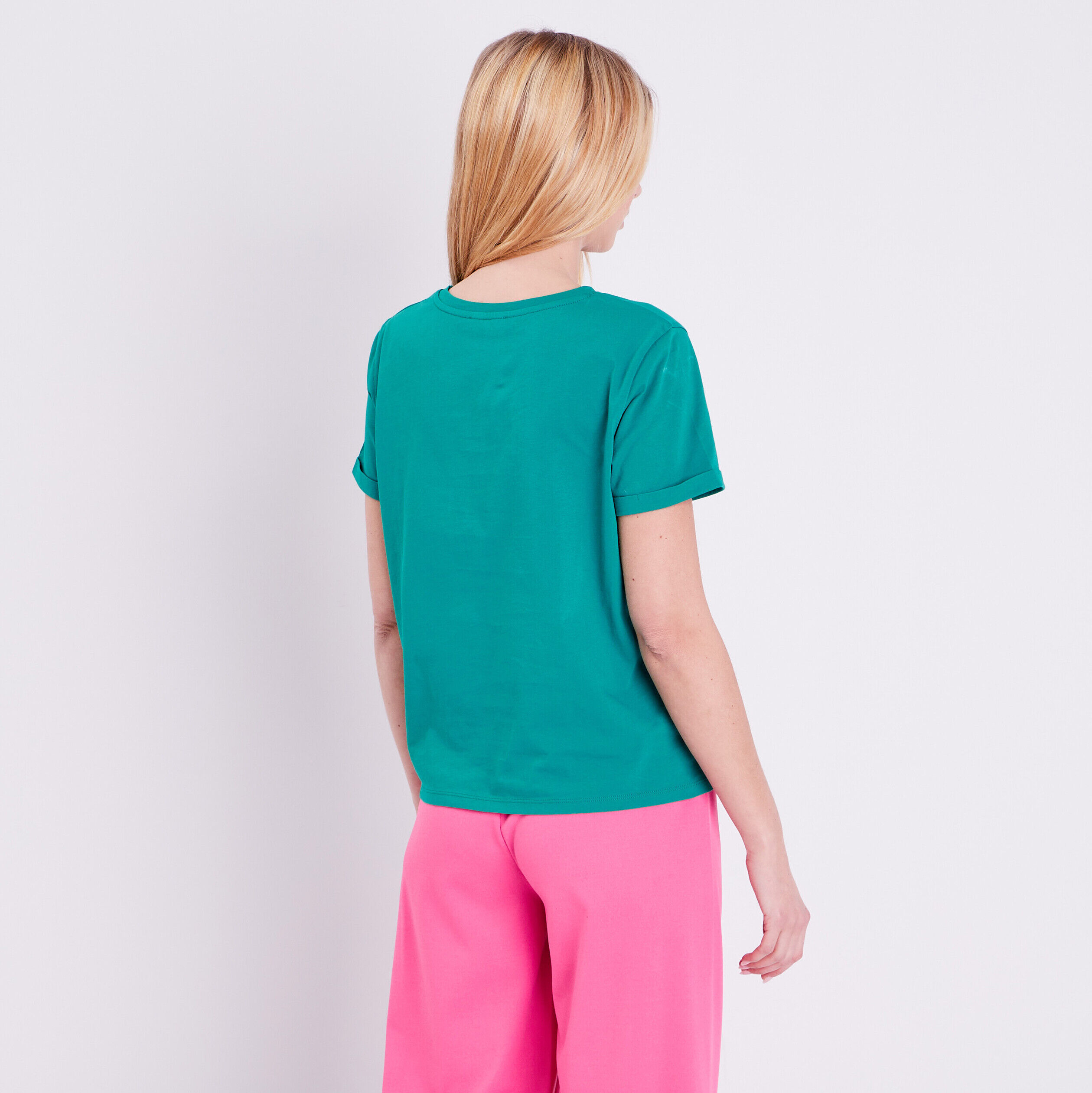 T-shirt manches courtes vert turquoise femme | Cache Cache