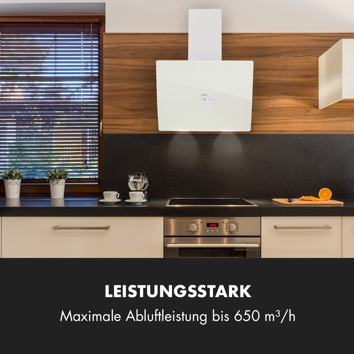 Klarstein Deckenhaube Serie TK15-Annabelle60WH Annabelle 60, Abzugshaube kopffrei Abluft Umluft Haube Wand