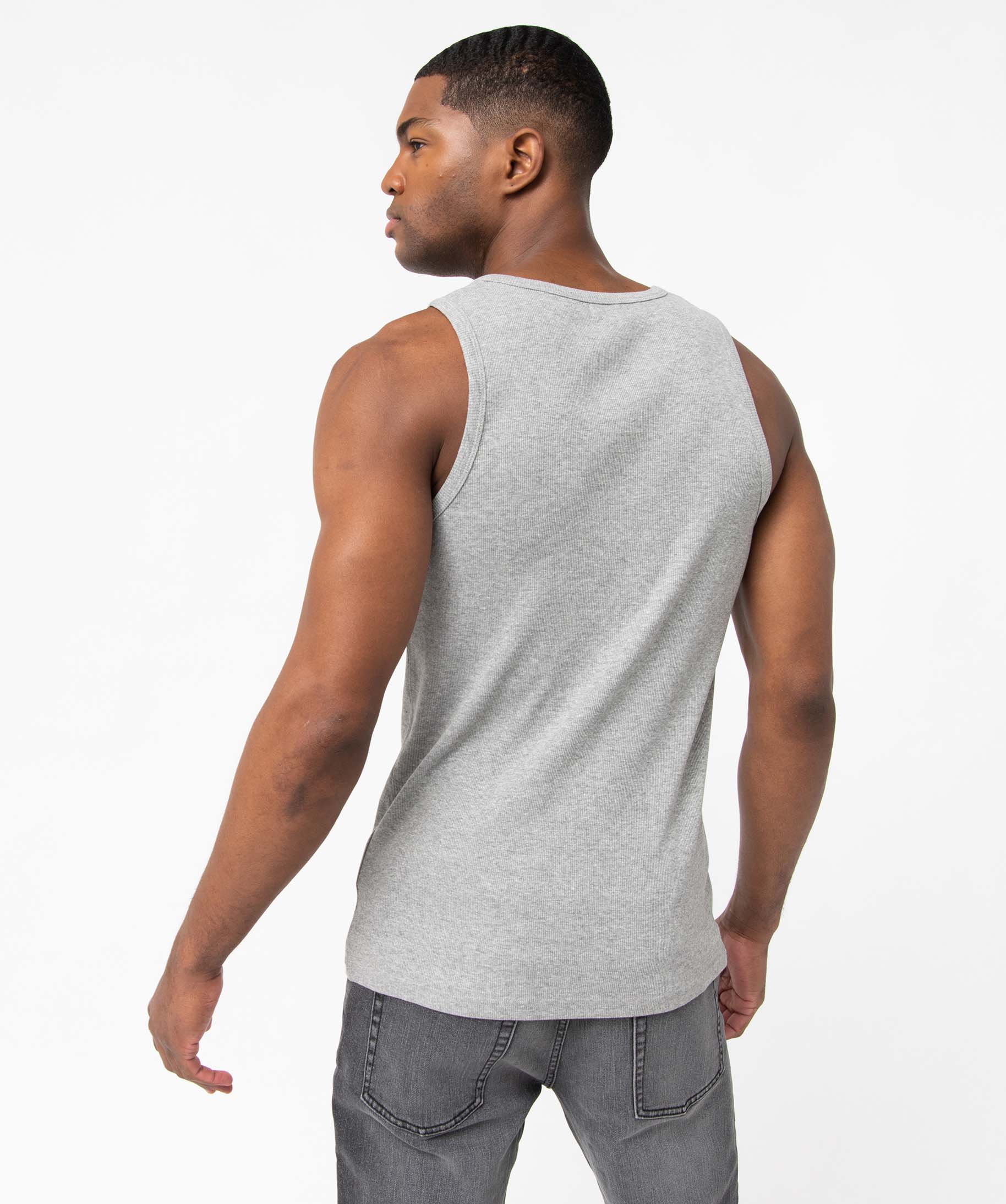 Débardeur homme uni en maille ctelée gris | GEMO