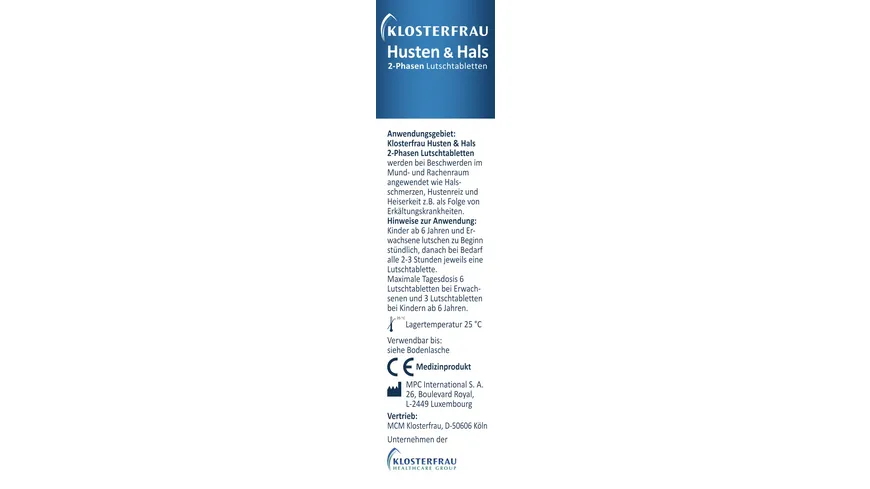 Klosterfrau Broncholind Husten & Hals Lutschtabletten 20 Stk