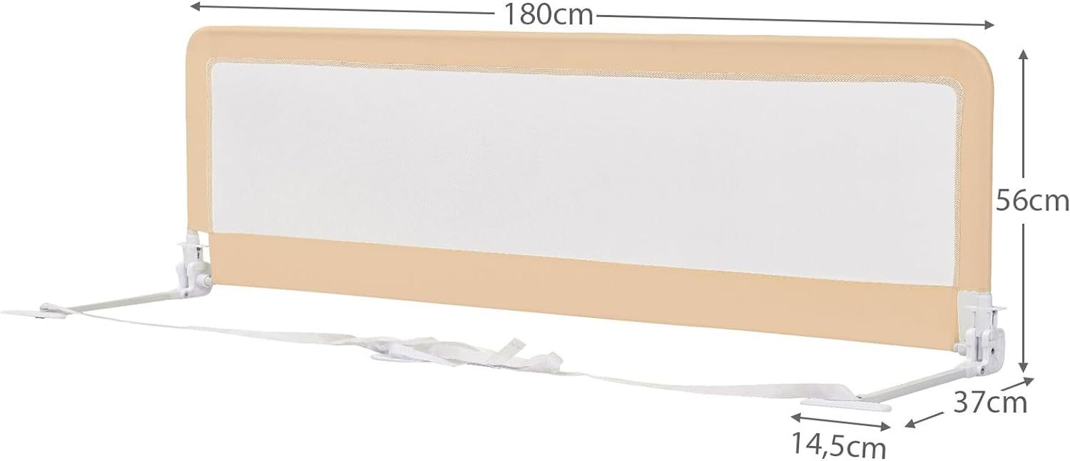 KOMFOTTEU Bettschutzgitter klappbar, mit Sicherheitsgurten, 180 cm x 56 cm