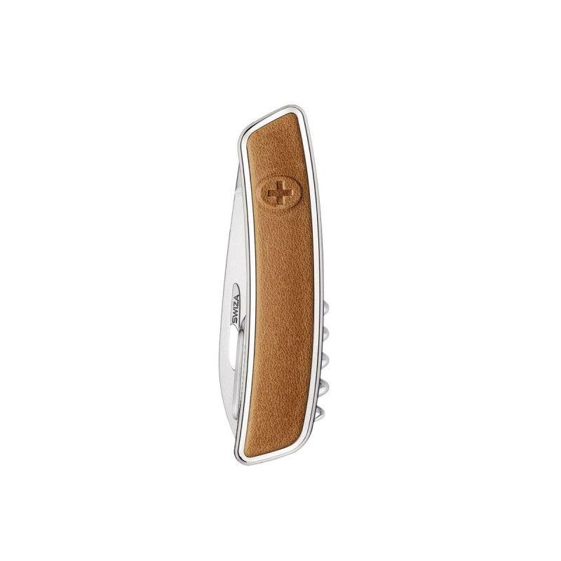 Schweizer Messer Swiza D03 Lux Leder Braun, mit 11 Funktionen Mehrfarbig, Made in Swiss.