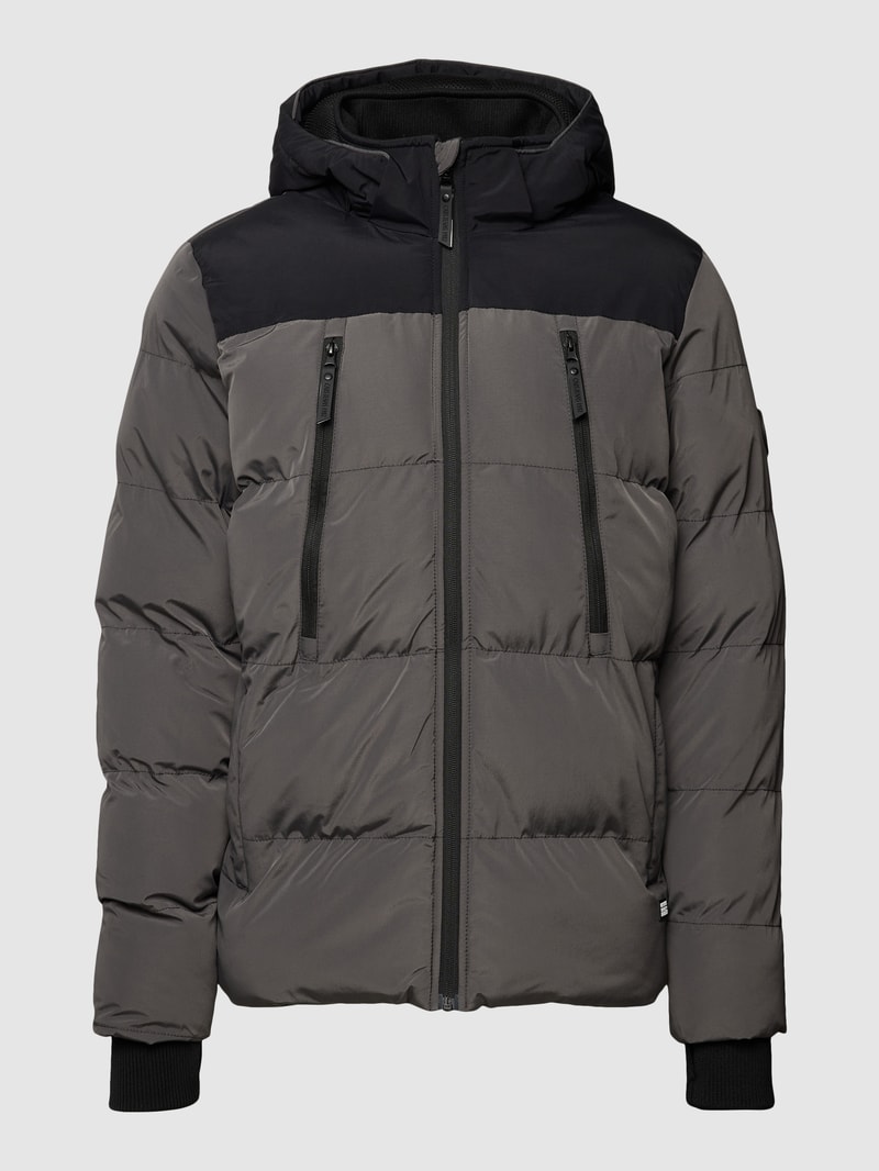 Steppjacke mit Label-Detail Modell 'Brentham' in anthrazit