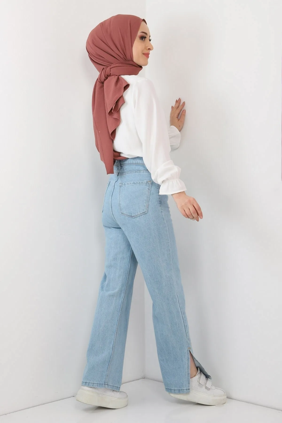 Modamihram  Jeans mit Schlitzen an den Beinen, offene Jeans 6028