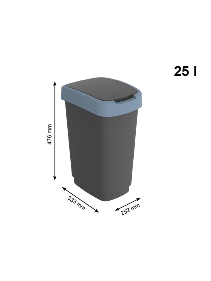 Rotho Twist Mülleimer mit Deckel 25l, Kunststoff (PP)  in Horizon blau günstig kaufen onesize