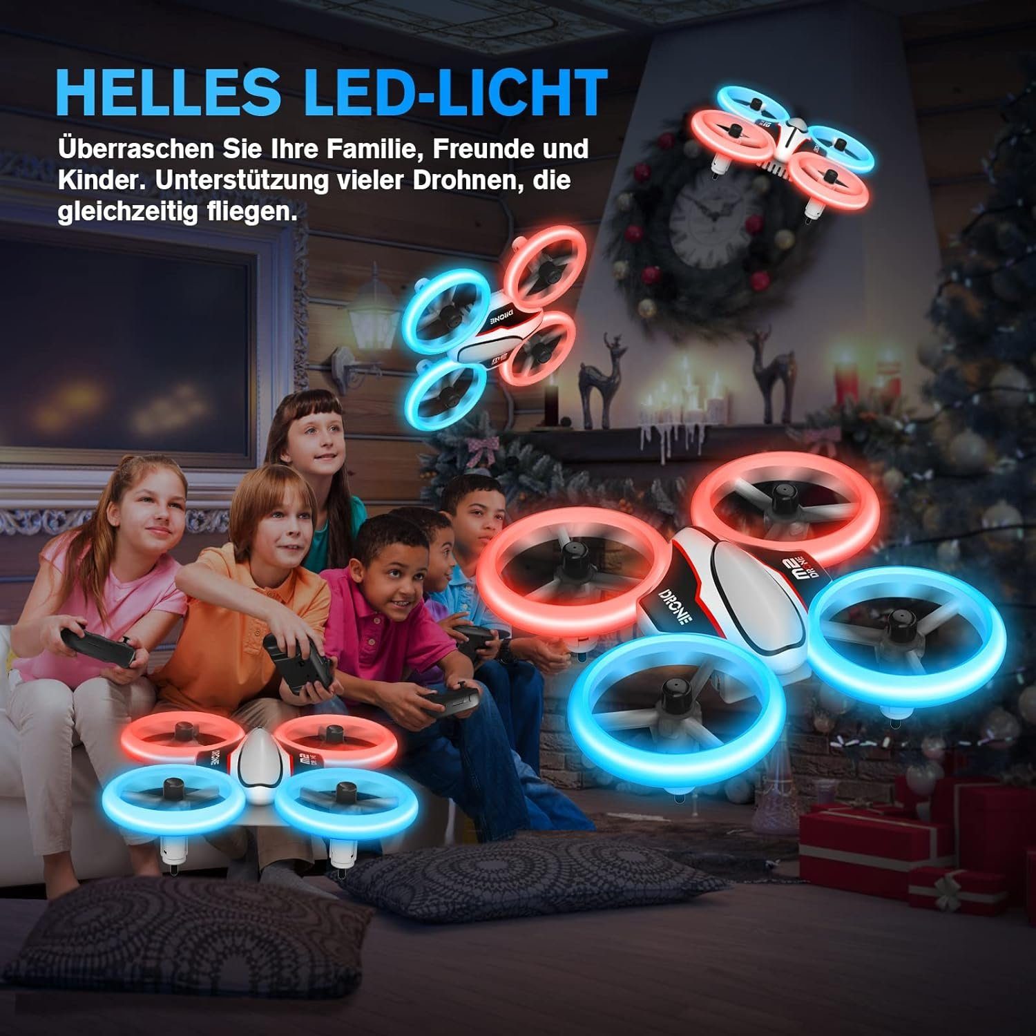 AVIALOGIC Drohne (RC Drone mit LED, 3D Flips, Kopflosmodus, 3 Akkus, 21 Min Flugzeit)