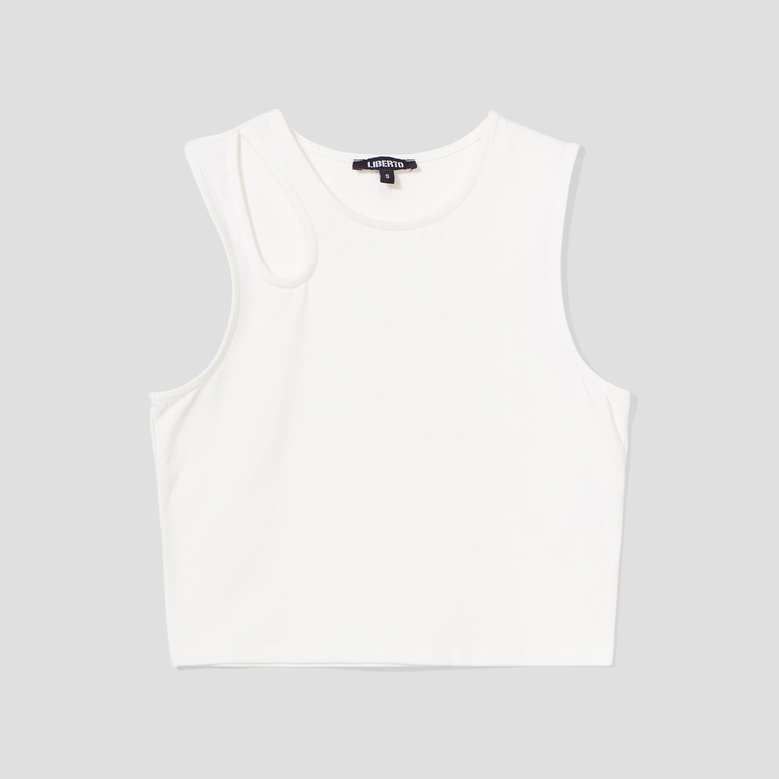 Débardeur cropped ajusté avec ouverture blanc femme | La Halle