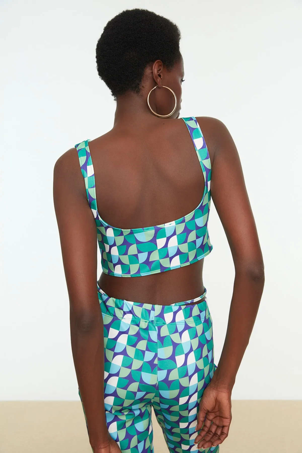 Trendyol Collection  Grünes gestricktes Bustier mit geometrischem Muster TPRSS22BS0006