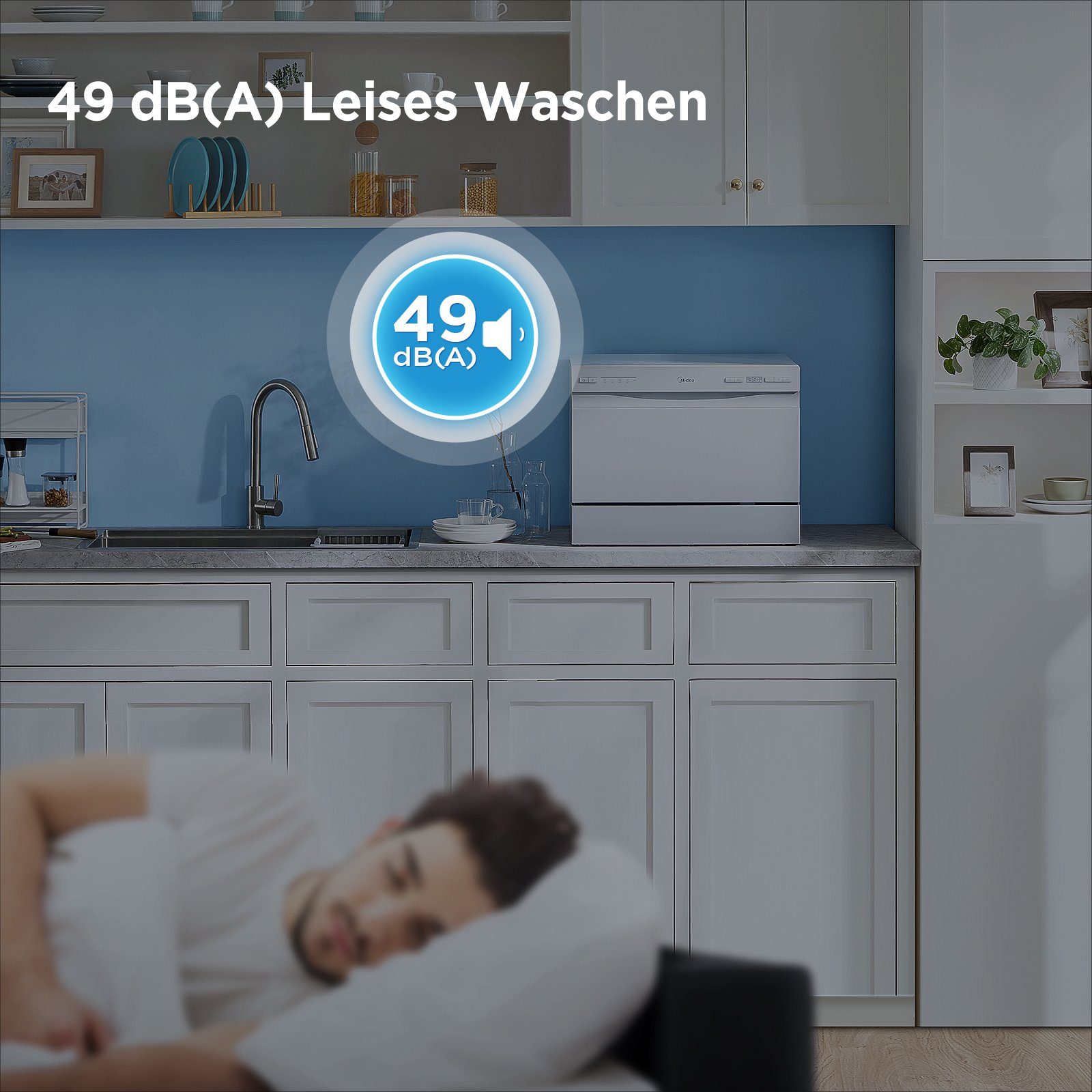 Midea Tischgeschirrspüler Serie 3, ST 3.6F wi, 6 Maßgedecke, 61 kWh/100 Zyklen, 6 Waschprogramme, IOT, Extra Trockungs