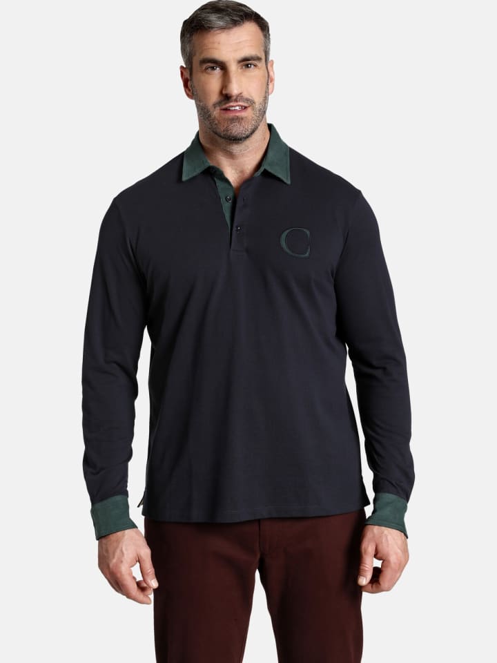 Charles Colby Langarm-Poloshirt DUKE BLAKE in dunkelblau günstig kaufen