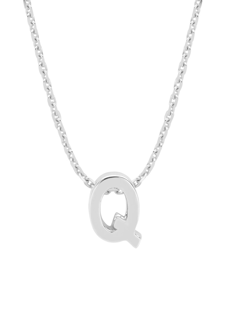 Pandantiv Q din aur alb cu vârf de diamant, alfabet