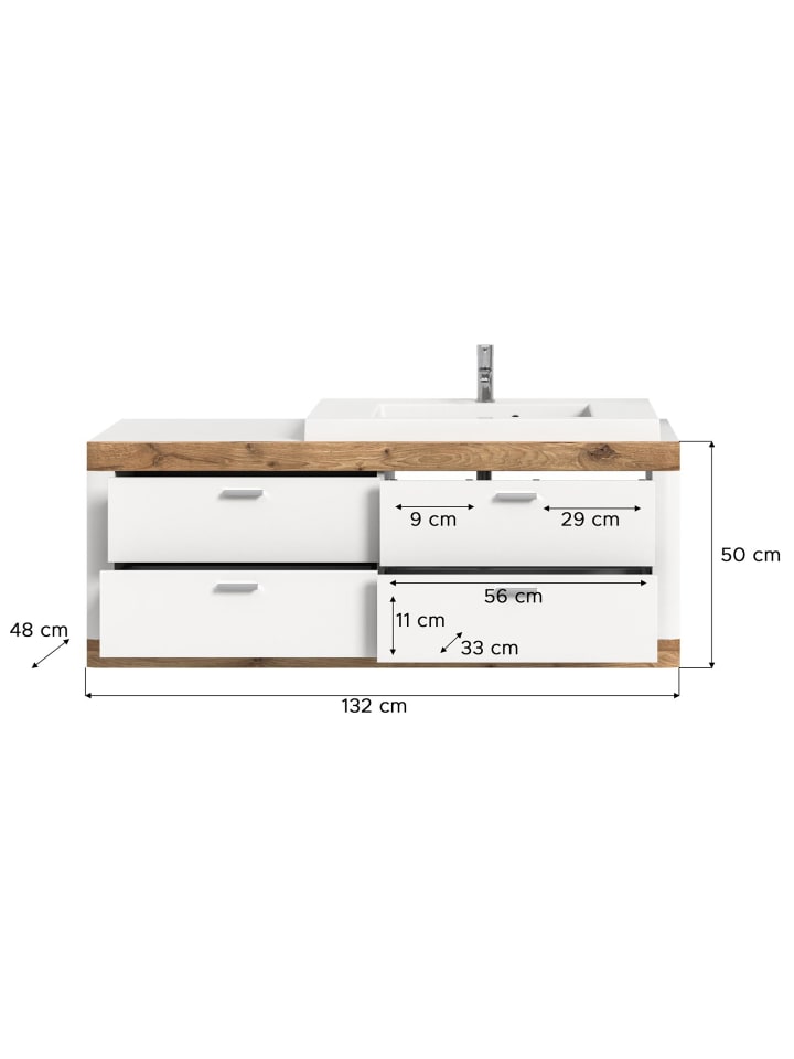 ebuy24 Waschbeckenunterschrank Laredo Weiß 132 x 48 cm günstig kaufen onesize
