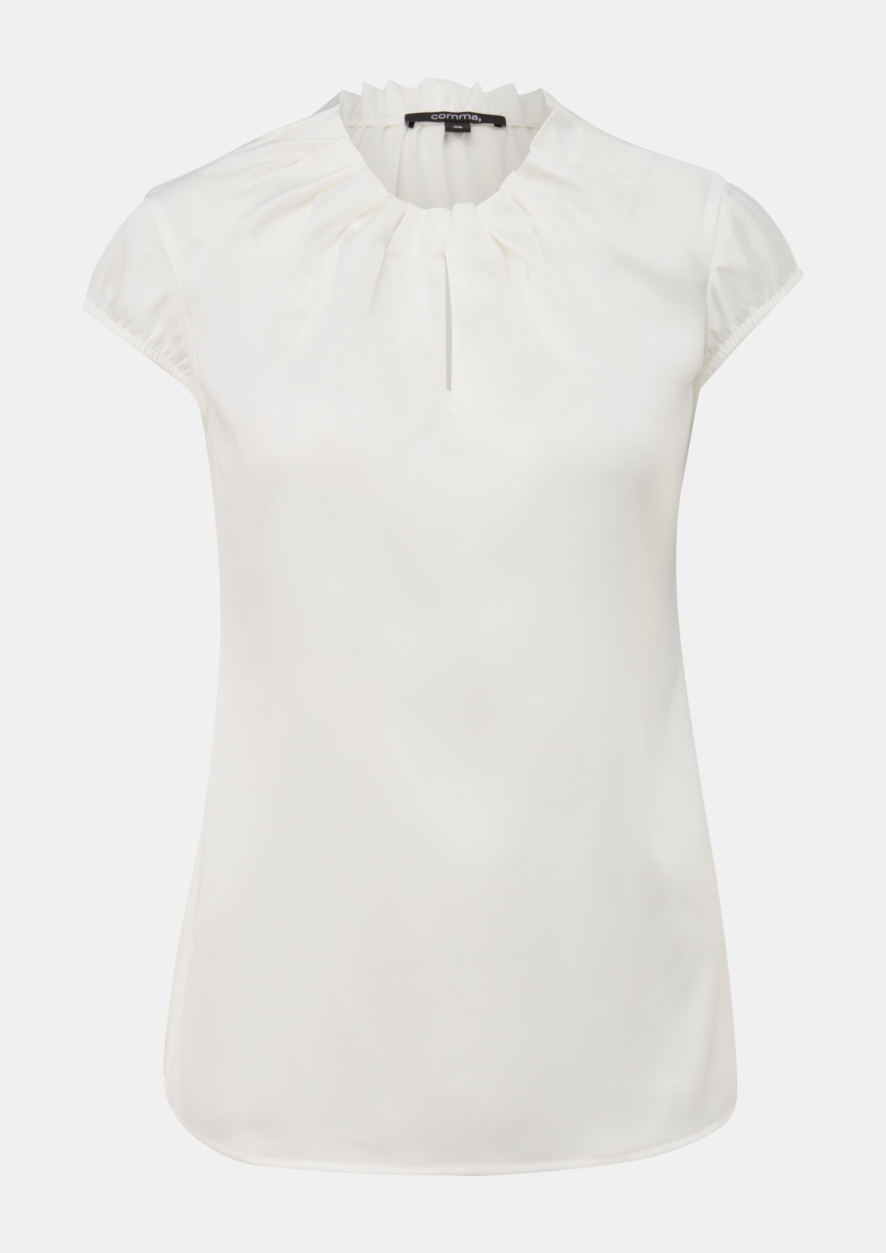 Satinbluse mit Raffung - creme