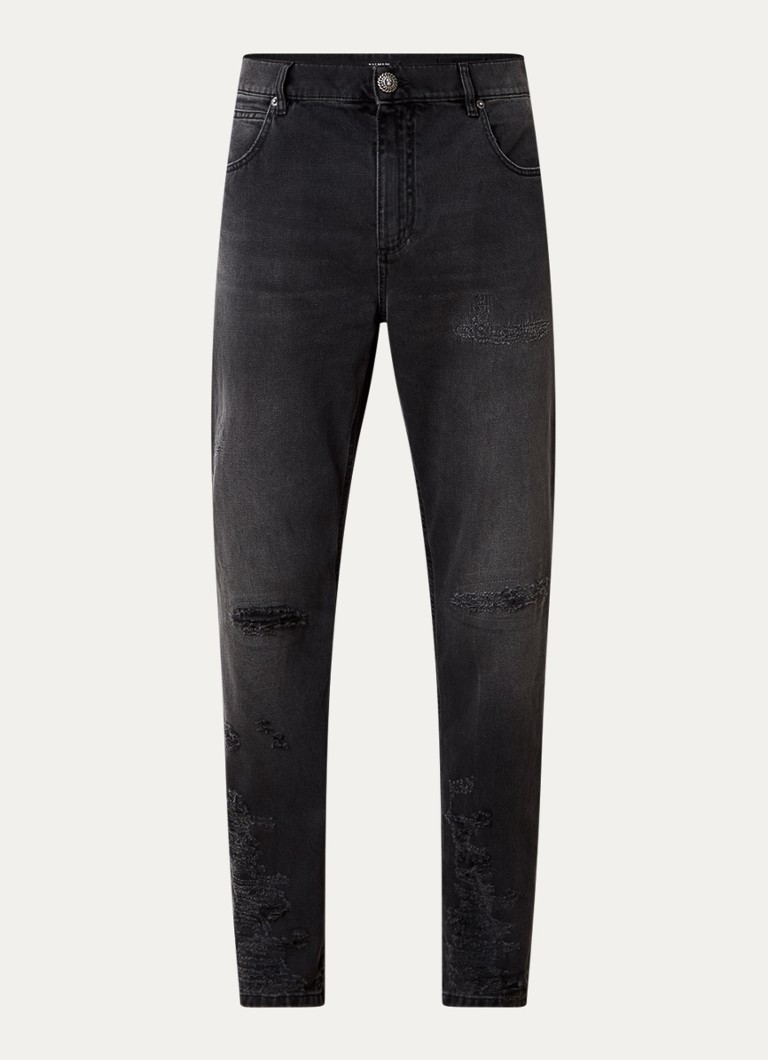Balmain jeans med normal passform, farget vask og destroyed finish
