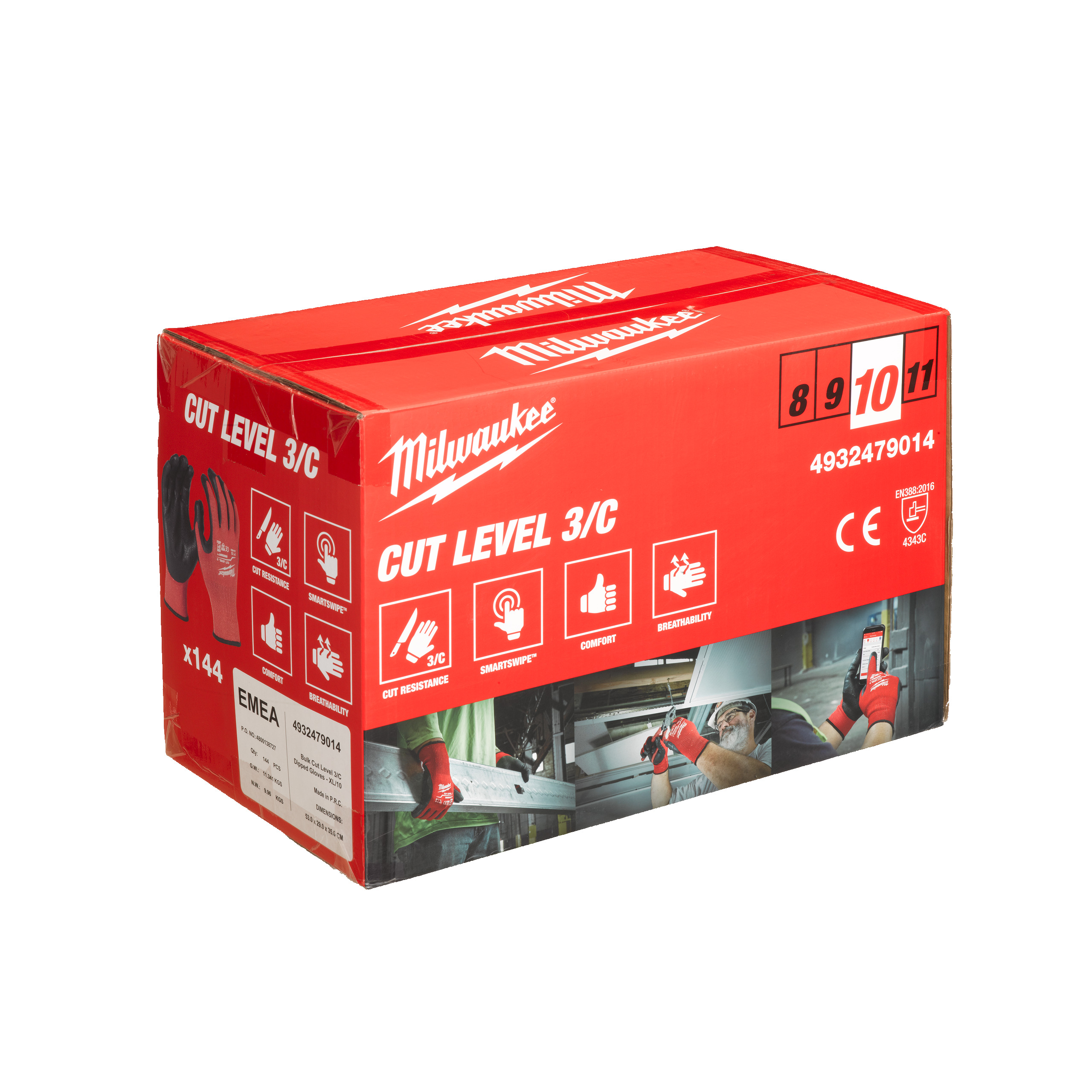 Αξεσουάρ Milwaukee 4932479014 Γάντια C-Gloves Bulk Cut - 10/XL Ανά 144 ζευγάρια
