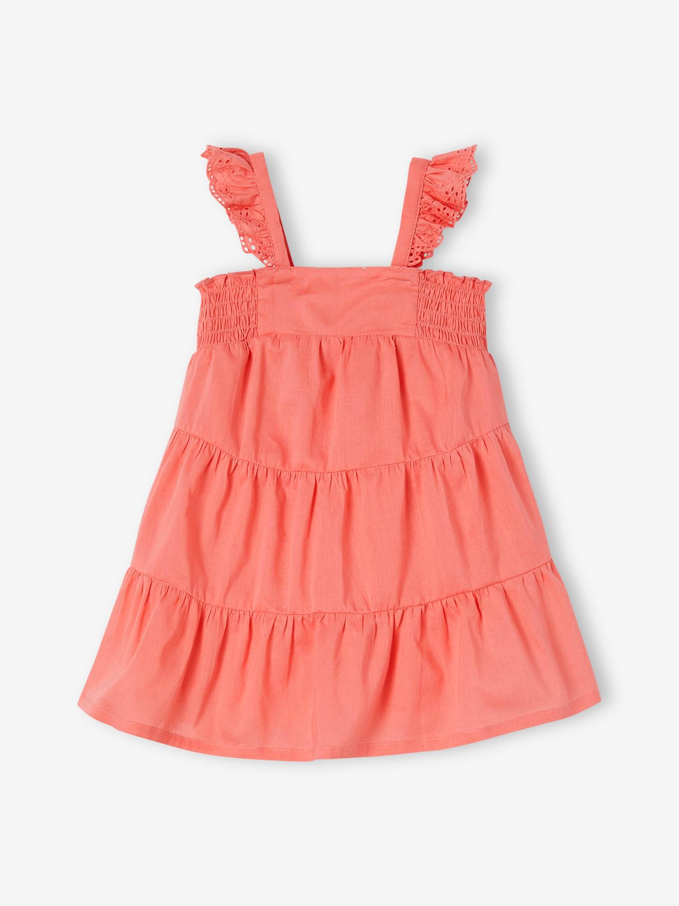 Vertbaudet Mädchen Baby Kleid mit Stufenvolants - rosa