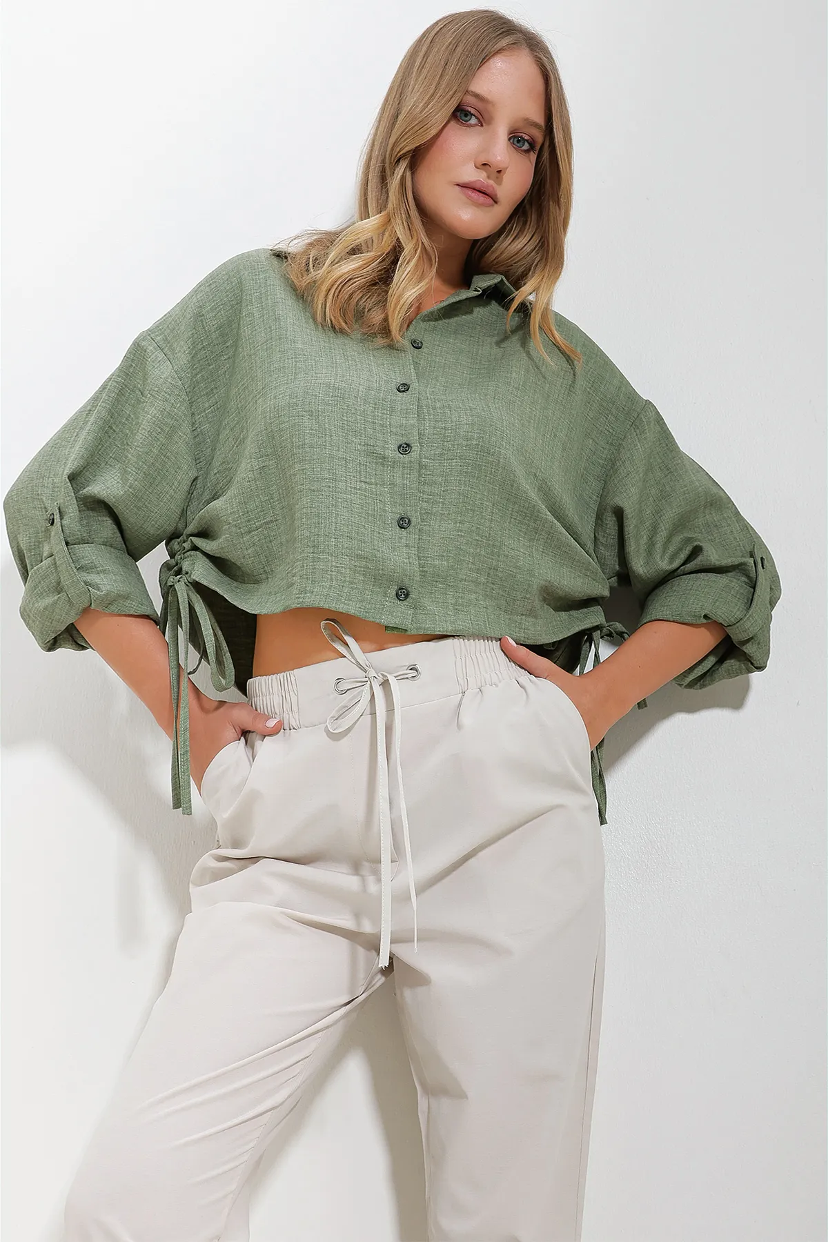 Trend Alaçatı Stili  Hemd - Khaki - Regular Fit