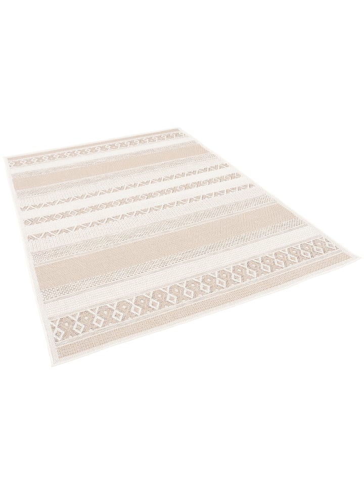 Pergamon In & Outdoor Teppich Flachgewebe Ottawa Stripes in Beige günstig kaufen