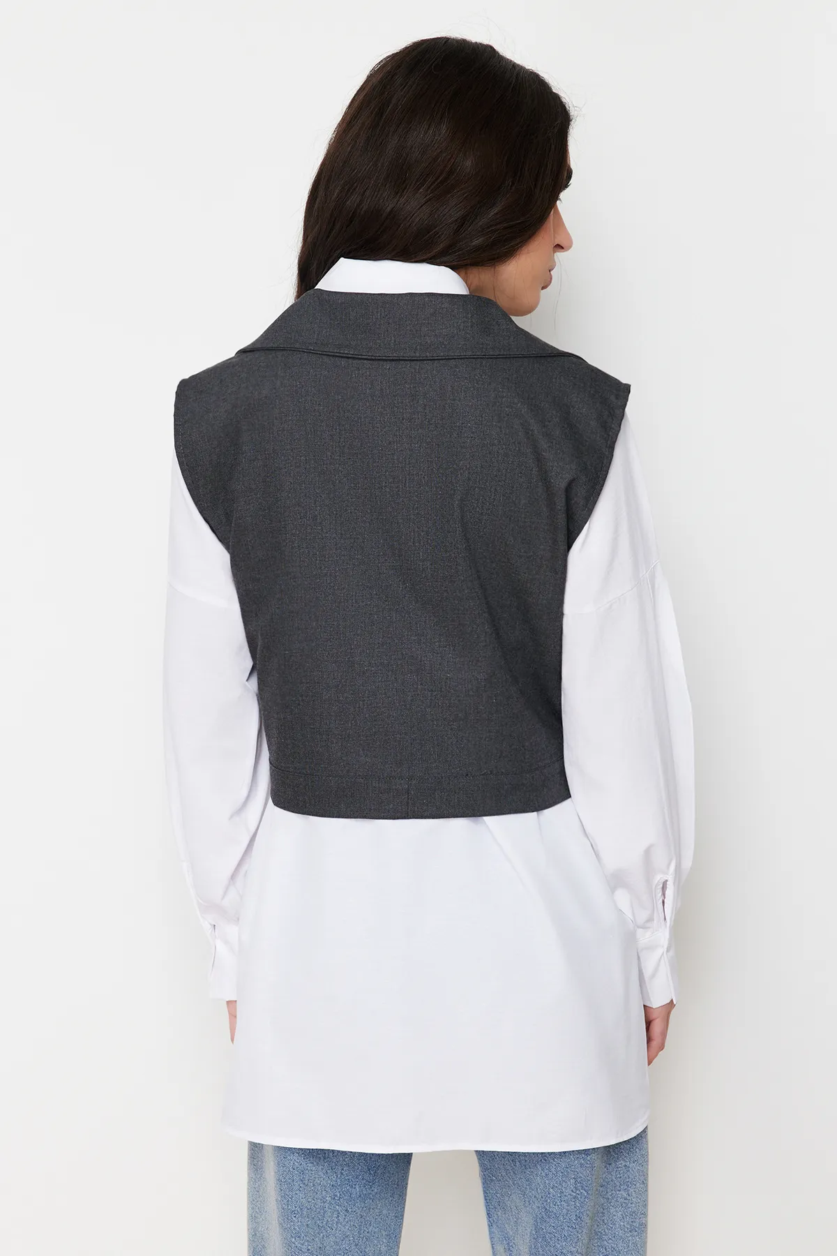 Trendyol Modest  Weißer Hemdanzug aus gewebter Baumwolle TCTSS24TG00013
