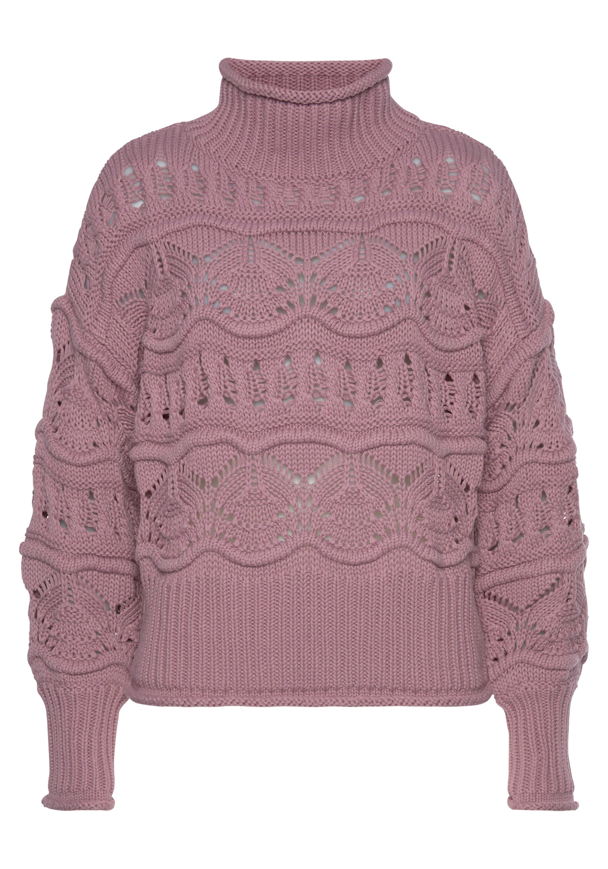 Vivance Ajourpullover mit Stehkragen
