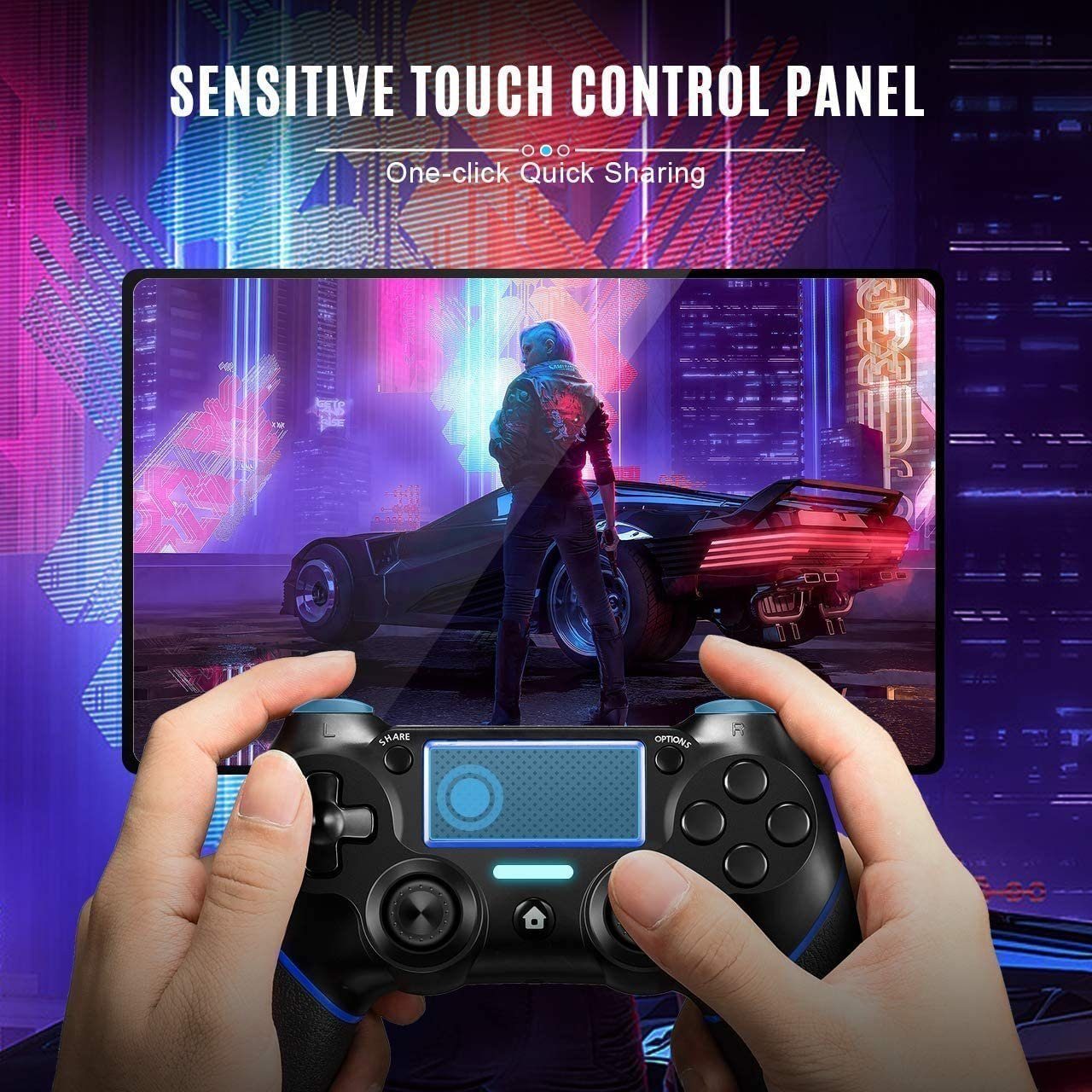 QTIYE Wireless Gamenpad Controller für Ps4 /Ps4 Pro/ Ps4 Slim PlayStation 4-Controller