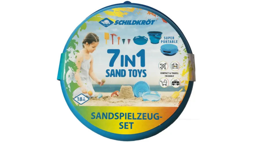 Schildkröt-Funsports - 7in1 Sand Toys Falteimer Set, Farbe: Blau