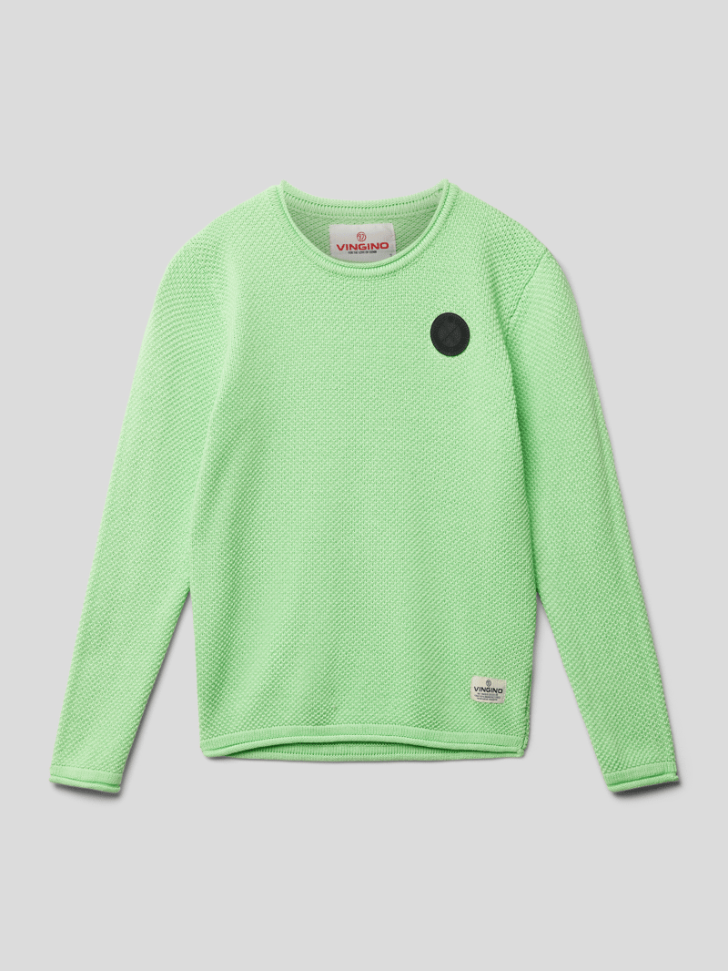 Strickpullover mit Label-Details Modell 'MAROE' in neon grün